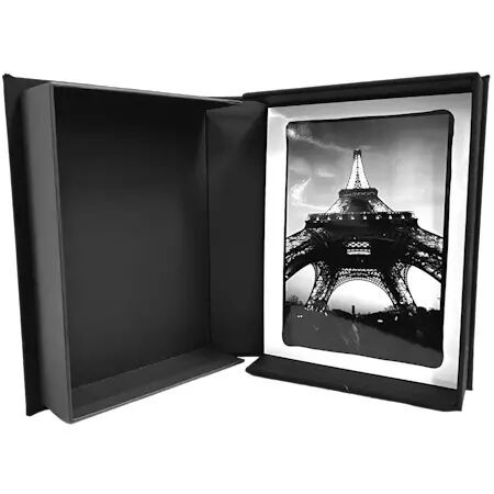 Boite d\'archive Luxe Toil� noire 18x24 - Epaisseur 6 cm